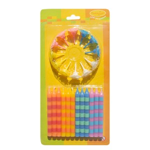 MC Свечи В полоску 12шт с держателями 6см