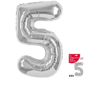 Fa (40''/102 см) Цифра, 5, Серебро, 1 шт. в уп.