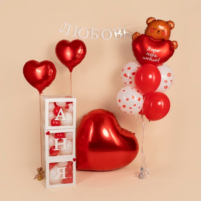 Fa (32''/81 см) Сердце, Красный, Металлик, 1 шт. в уп.