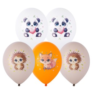 Bb (14''/36 см) Зверюшки милые 5 цв, 25 шт.