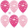 Sp (12''/30 см) Фламинго и листья, Фуше (012)/Розовый (009), пастель, 5 ст, 50 шт.