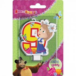 Свеча Цифра 9, Маша и Медведь, 8см