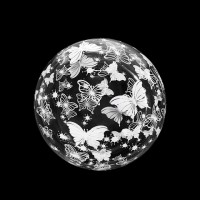 Fa (18"/46 см) Сфера 3D, Deco Bubble, Белые бабочки, Кристалл, 1 шт. в упак.