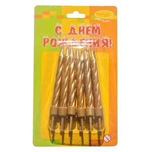 MC Свечи Золотые с держателями 12шт 6см
