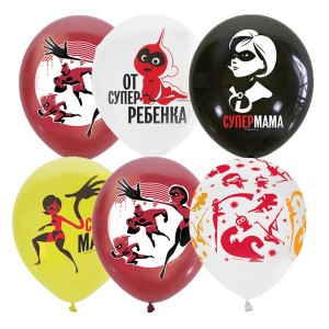 М (12''/30 см) П+Д (шелк) ассорти рис Дисней Суперсемейка для Мамы, 25 шт