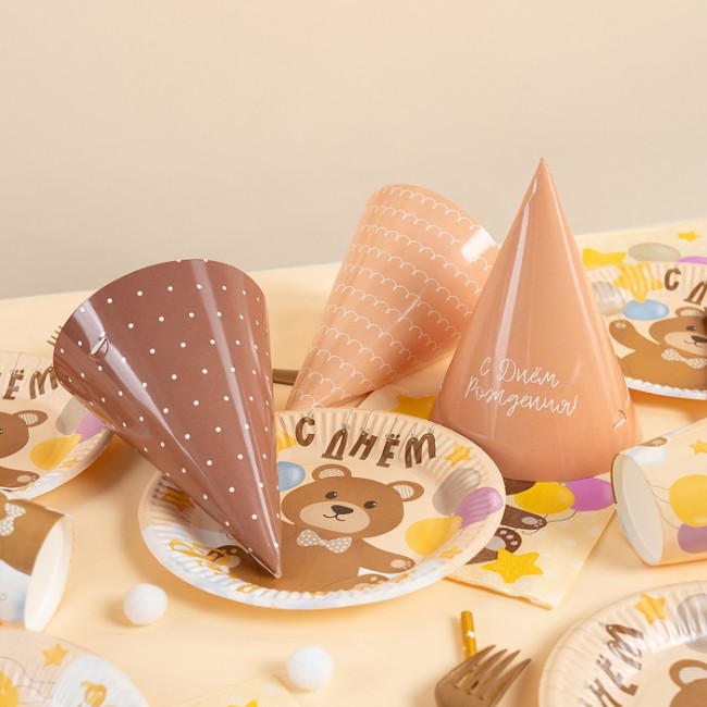 Колпаки, Элегантная классика, Бежевый, 16 см, 6 шт. в упак.