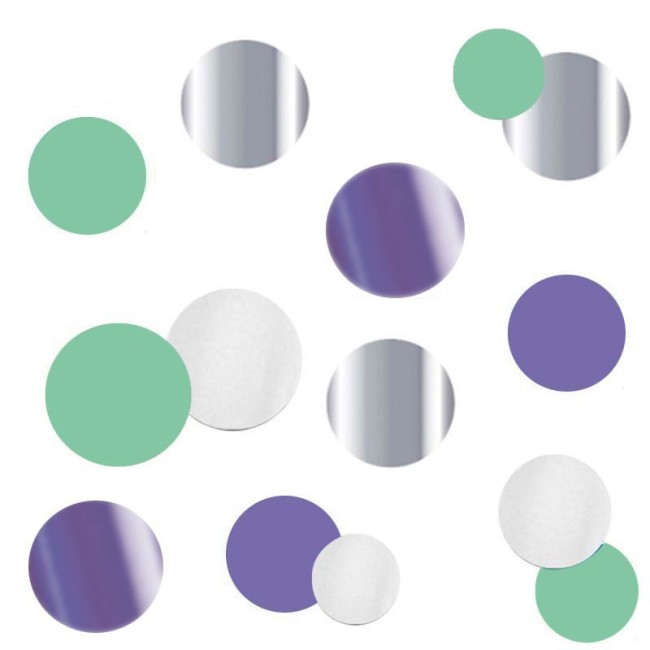 Конфетти Круги Микс Лавандовые фольгированные, бумажные 30г.