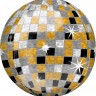 Fa (22"/56 см) Сфера 3D, Сверкающее диско, Черный/Золото, Голография, 1 шт.