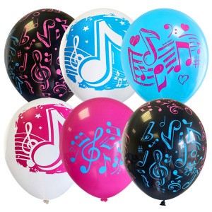 M (12"/30 см) Набор шаров ассорти рис. Ноты 25шт