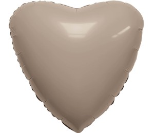 Ag (19''/48 см) Сердце, Кофе Латте, Сатин, 1 шт.