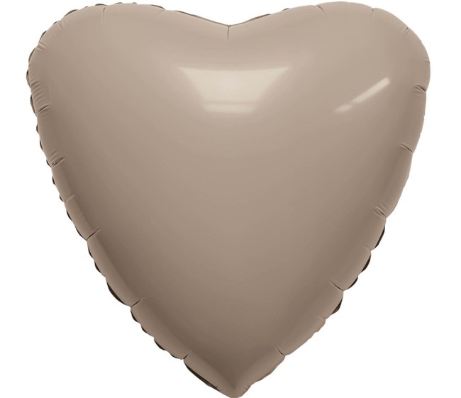 Ag (19''/48 см) Сердце, Кофе Латте, Сатин, 1 шт.