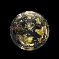 Fa (18"/46 см) Сфера 3D, Deco Bubble, Золотые бабочки, Прозрачный, 1 шт. в упак.