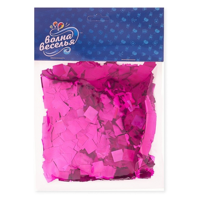 Конфетти фольга Квадрат, Фуксия, Металлик, 1 см, 50 г.