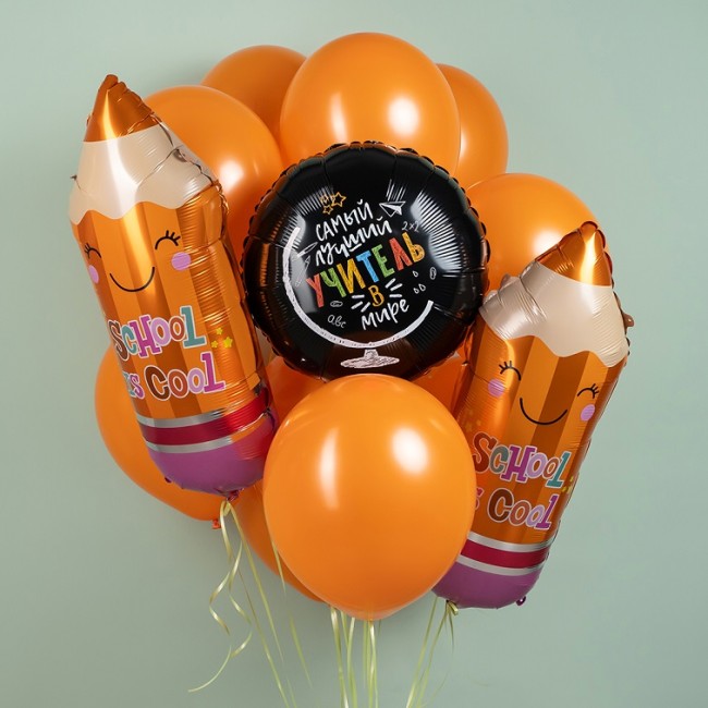 Ag (18''/46 см) Круг, Самый лучший учитель в мире, Черный, 1 шт.