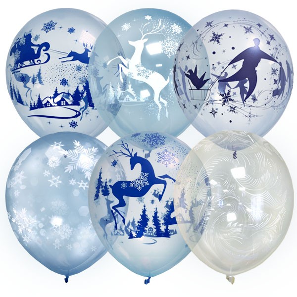 M (12''/30 см) Кристалл Bubble ассорти рис Зимняя сказка, 25 шт.