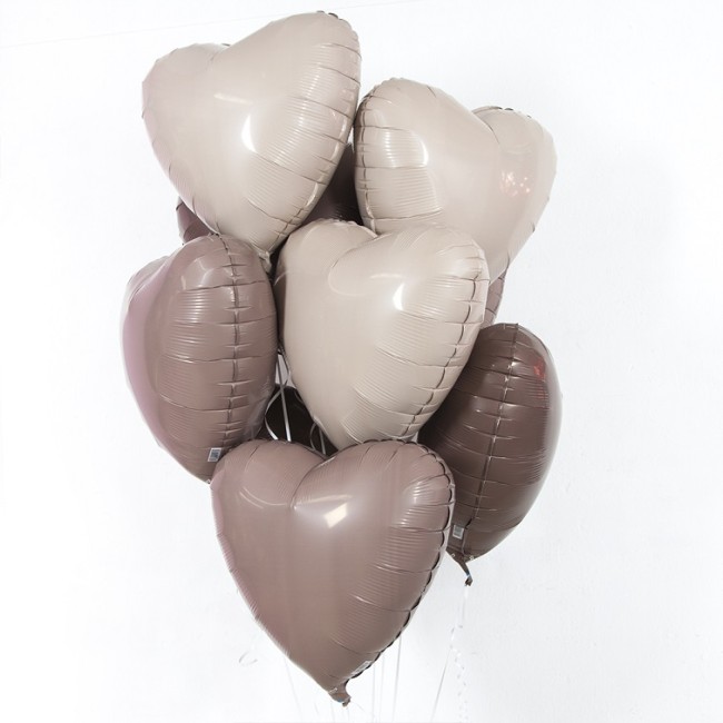 Ag (19''/48 см) Сердце, Кремовый, Сатин, 1 шт.