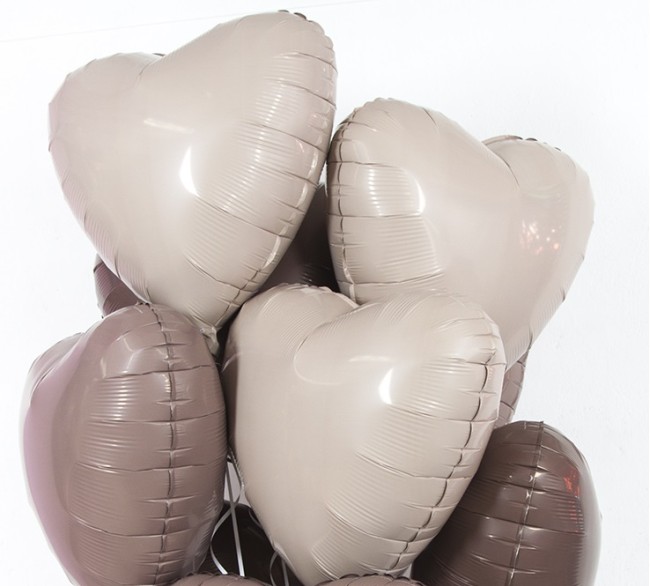 Ag (19''/48 см) Сердце, Кремовый, Сатин, 1 шт.