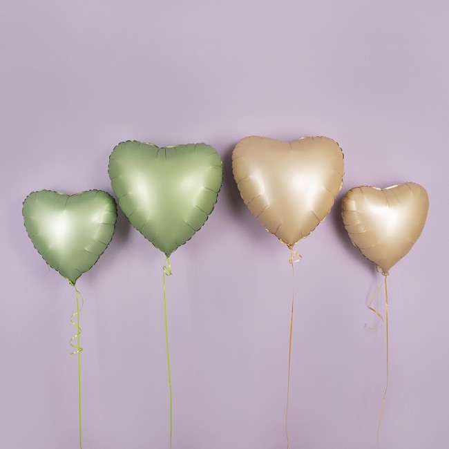 Gr (18''/46 см) Сердце, Оливковый, Сатин, 1 шт.