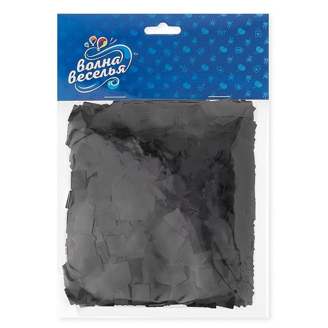 Конфетти фольга Квадрат, Черный, Металлик, 1 см, 50 г.