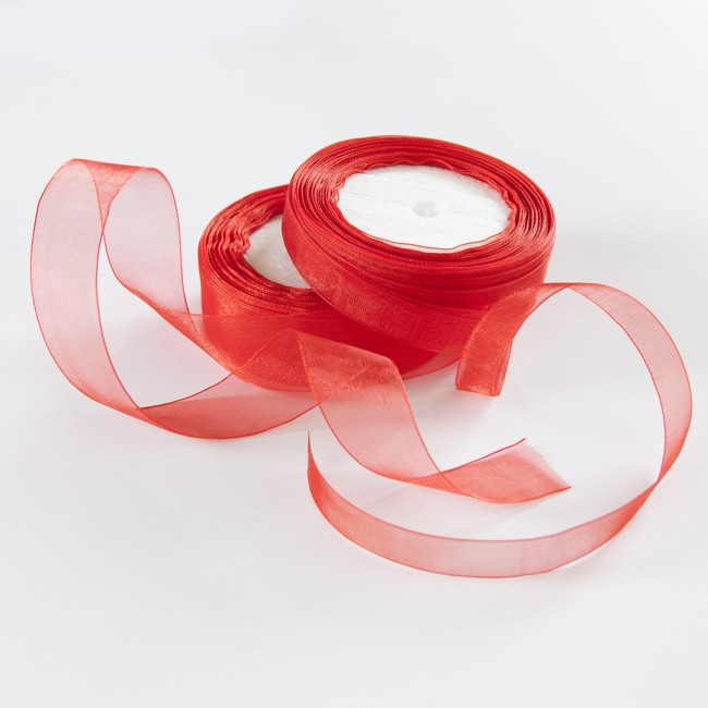 Лента органза (1,2 см*22,85 м) Красный, 1 шт.