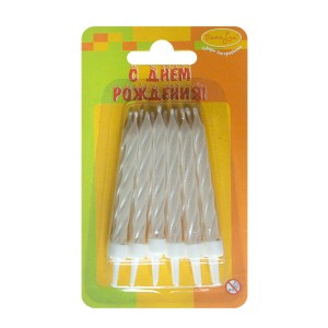 MC Свечи Перламутр белый с держателями 12шт 6см