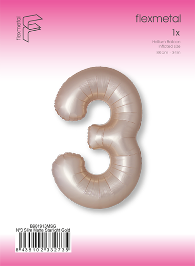 Fm (40''/102 см) Цифра, 3 SLIM Starlight Gold, 1 шт.