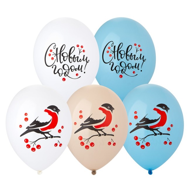 Bb (14''/35 см) Шар с рисунком С НГ Снеги 2цв, 50 шт.