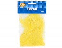 Вз Перья декоративные желтые, 10 см, 30 шт/G