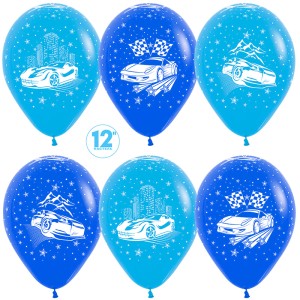 Sp (12''/30 см) /Машины, Ассорти Синий/Голубой, пастель, 5 ст. 12 шт.