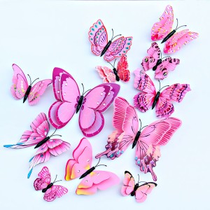 Декоративные бабочки на магните, Объемные, Розовый, 4,5-12 см*12 шт, 1 упак.