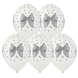 Bb (14''/35 см) Шелкография пастель Бантики горошек, 25 шт.