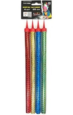 Фонтан для торта, цветное пламя 25 см, 60 сек, 4 шт.