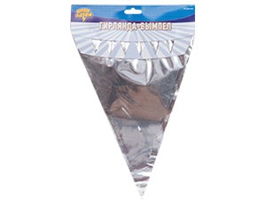 Гирлянда-вымпел фольгиров, серебро 10 м/G Гирлянда-вымпел фольгиров, серебро 10 м/G