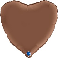 Gr (18''/46 см) Сердце, Шоколад, Сатин, 1 шт.