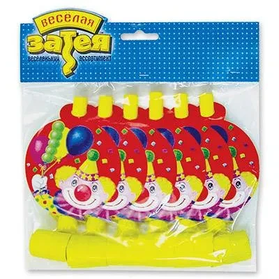 Набор бумажной посуды + аксессуары №8 Клоун с шарами (сервировка/акс)G, 57 шт.