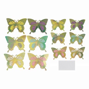 Наклейки Бабочки 3D, Двуслойные, Золото, Голография, 8-11 см*12 шт, 1 упак.