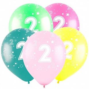 Вх (12"/30 см) Цифра "2", Ассорти Пастель, 5 ст. 50 шт.