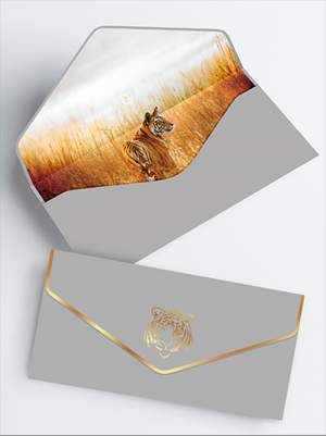 Конверты для денег, Золотой тигр, Металлик, 10 шт.
