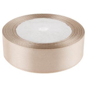 Лента атласная (2,5 см*22,86 м) Белый песок, 1 шт.