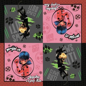 Салфетки бум Леди Баг черн-роз, 33 см, 20 шт.