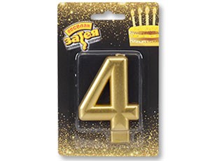 Свеча -цифра "4" Золотая 8см/V