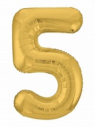 Ag (40''/102 см) Цифра, 5, Slim, Золото, в упаковке 1 шт.