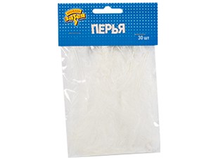 Вз Перья декоративные Белые, 10 см, 30 шт/G