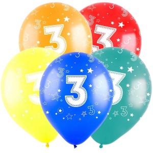 Вх (12&quot;/30 см) Цифра &quot;3&quot;, Ассорти Пастель, 5 ст. 50 шт.