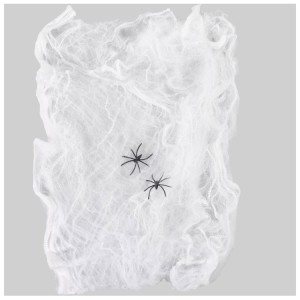 Паутина белая с 2 пауками светящ в темноте 1х1м/G