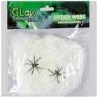 Паутина белая с 2 пауками светящ в темноте 1х1м/G