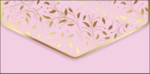 Конверты для денег, Золотые листья, Розовый, Металлик, 8,5*17,2 см, 10 шт.
