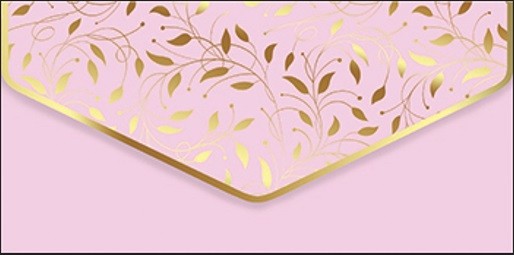 Конверты для денег, Золотые листья, Розовый, Металлик, 8,5*17,2 см, 10 шт.
