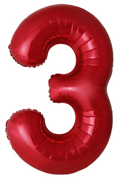 Fm (40''/102 см) Цифра, 3 Slim, Красный, Металлик, 1 шт. в уп.