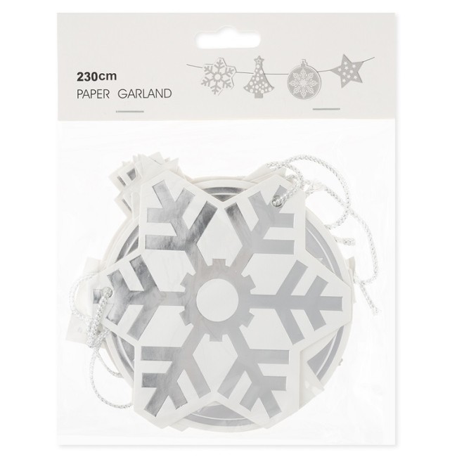 Гирлянда Новогодние звездочки, Серебро, Металлик, 230 см, 18*20 см, 1 упак.